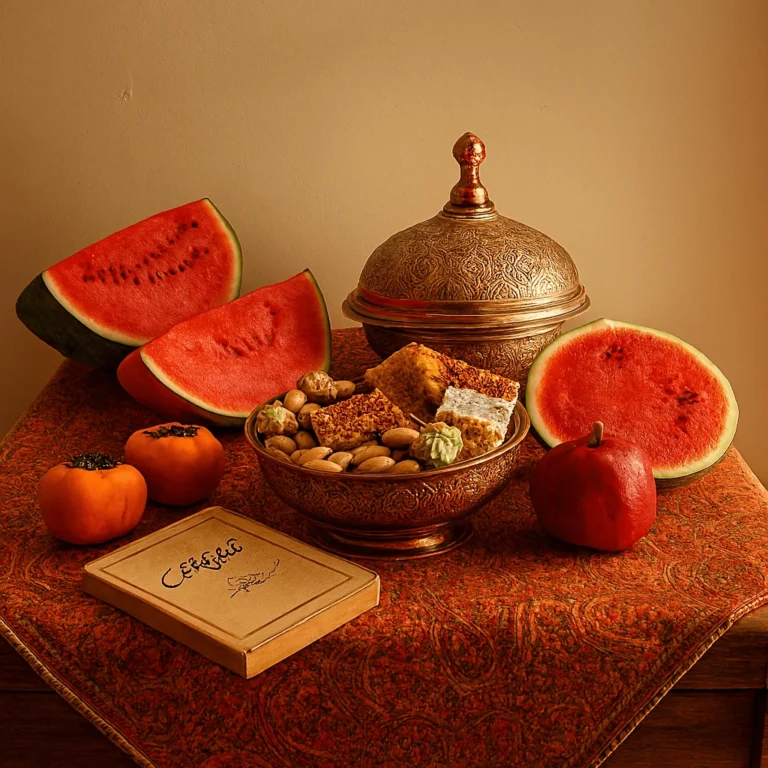 چیدمان سفره یلدا با سوهان مهدی