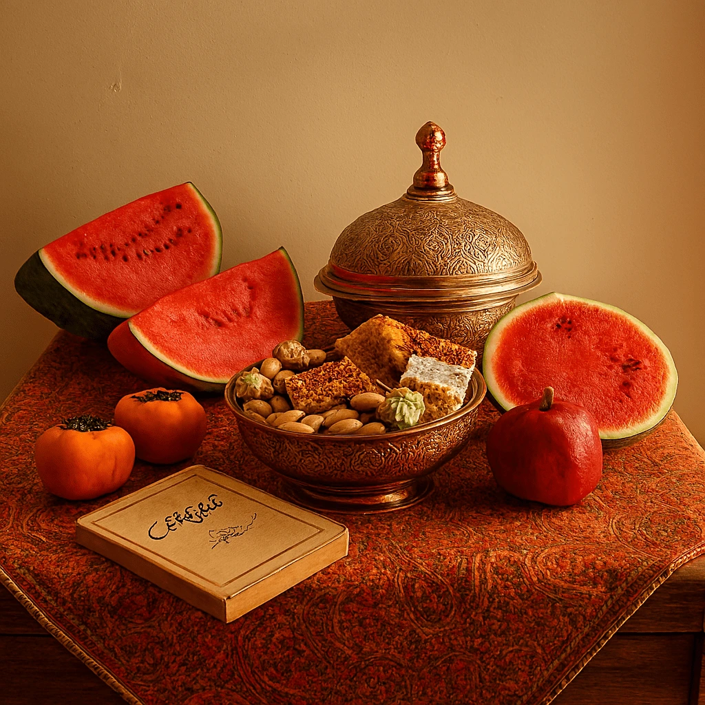 چیدمان سفره یلدا با سوهان مهدی